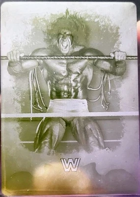 WWE Ultimate Warrior  1 of 1 YELLOW Printing Plate ! TOPPS 2016 - Image 1 of 3