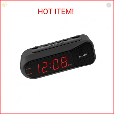Reloj Despertador Digital SHARP - Estuche Negro con Ledes Rojos - Alarma Ascendente Crece Inc Foto 1 de 2