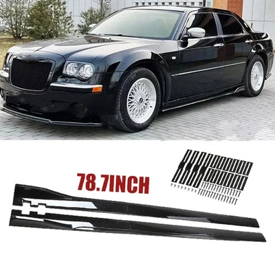 For Chrysler 300 SRT8 Side Skirt Extension Splitter Spoiler Lip Glossy Black Foto 1 de 4