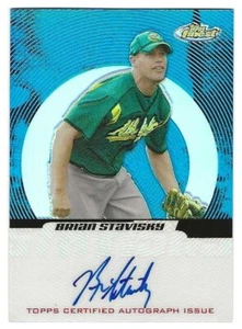 2005 Topps Finest Blue Refractor #141 Brian Stavisky Oakland Athletics Auto /299 - Picture 1 of 1
