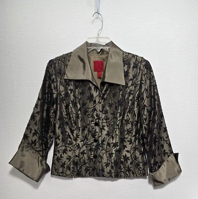 JS Collection ~ JacketWomen Sz 10 — Metallic Embroidered Floral Design - Vintage - Image 1 of 4