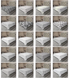 Ambesonne Grey and White Flat Sheet Top Sheet Decorative Bedding 6 Sizes - Picture 1 of 42