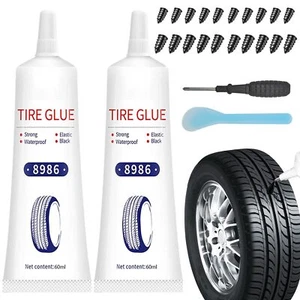 120ml Tire Repair Glue 20pcs Tire Repair Rubber Nails for Sidewall Bonding or... - Picture 1 of 7