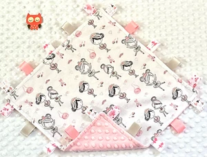 Double Minky! Ballerinas Minky & Pink Minky Tag Taggie Security Blanket - Picture 1 of 1