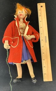 ANTIKE LENCI TYP FILZPUPPE ORIGINALKLEIDUNG MARKENLOS 11 ZOLL GROSS - LUCY? - Bild 1 von 12