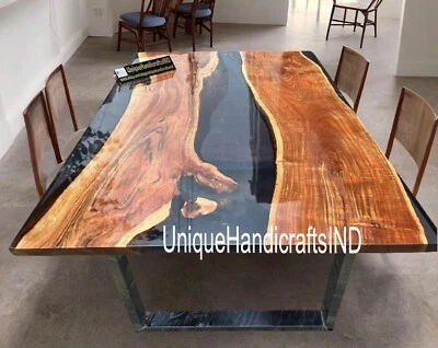 Unique Dining room/kitchen/bar table / Wood Clear Smoky Epoxy Resin River table - Image 1 of 4