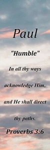 Marcador de significado de nombre de recuerdo Paul ""Humble"" con versículo bíblico y borla - Imagen 1 de 2