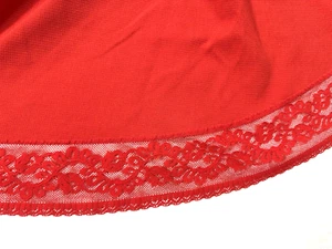 Vintage Beautiful Tablecloth Red Round Lace Trim 64" Luxury Solid Home Decor - Picture 1 of 6