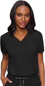 Med Couture Touch 7448 V-Neck Tuck In Scrub Top, NWT, Black, Medium - Picture 1 of 2