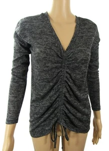 Neu mit Etikett Ultra Flirt geraffte Bluse Damen Größe XS angeraut grau Langarm Pullover - Bild 1 von 8