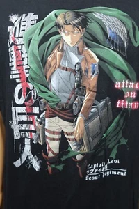 Attack on Titan Captain Levi T Shirt Men's Size 2XL Black Season 3 Anime Manga - Picture 1 of 4