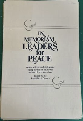 1972 IN MEMORIAM LEADERS FOR PEACE STAMP STRUCK ON PRECIOUS SILVER w/COA - Image 1 of 4
