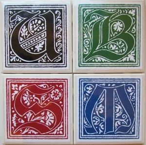Personalisierte Naturstein Keramik Fliese Getränk Untersetzer 4er Set - Monogramm 1 D - Bild 1 von 6
