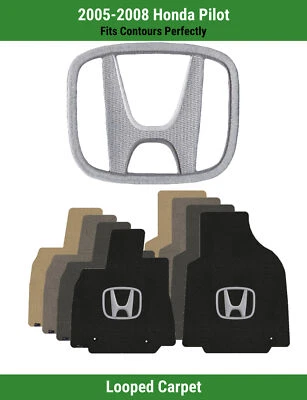 Alfombrillas delanteras Lloyd Classic Loop para Honda Pilot '05-08 con Honda H plateadas sobre negras Foto 1 de 4
