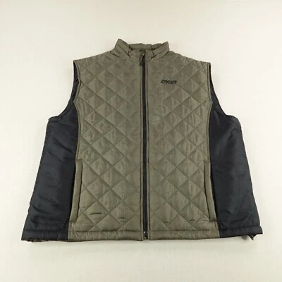 Spyder Vest Mens XL Gray Black Quilted Puffer Insulated Full Zip Up Xscap Ski - Image 1 of 4
