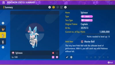 Pokemon Scarlet Violet Ultra Shiny 6IV Sylveon HA Fast Trade - FREE Masterball
