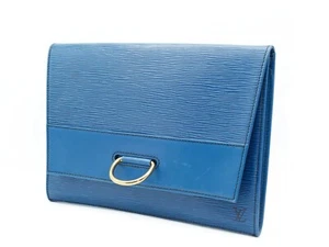 Auth LOUIS VUITTON Lena Epi Leather Blue Pochette Clutch Bag France LL2337M4 - Picture 1 of 20