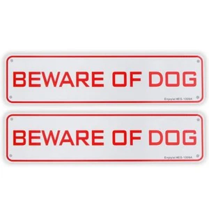 2PCS Beware of Dog Sign 12"x3" Rust-Free Aluminum UV Protected Weatherproof - Picture 1 of 5