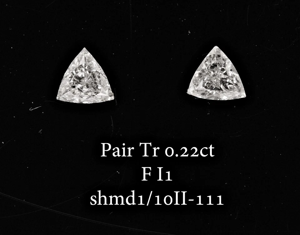 Trillion Diamonds 0.22 Ct F I1 Triangles Loose Pair Side stones Natural Ring - Image 1 of 4