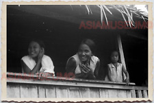 50s PHILIPPINES CHILDREN GIRL STILT HOUSE TRIBE TATTOO LADY Vintage Photo 29664