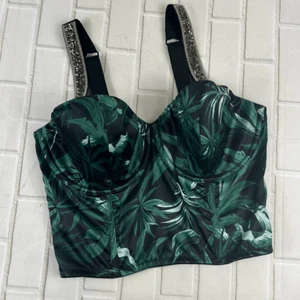 Reggiseno Victoria's Secret molto sexy 32 DD bustier tropicale sexy cinturino glamour verde - Foto 1 di 10