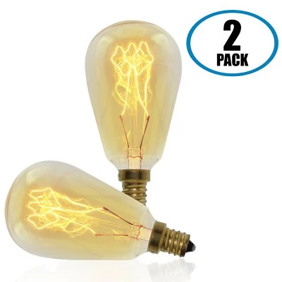 Vintage Retro Edison Bulb, ST45, 40w, Candelabra E12 Base, 2-Pack - Image 1 of 3