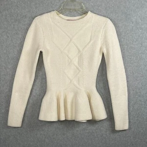 Ted Baker Ohavia Ivory White Peplum Sweater Jumper Soft Cotton Wool TED 2 US 6 - Picture 1 of 10