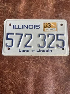 Matrícula de motocicleta vintage de Illinois 🏍️ 1986 Land of Lincoln # 572 325 - Imagen 1 de 3