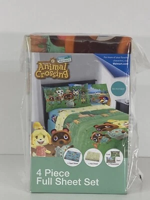 GENUINO NINTENDO Animal Crossing New Horizons Juego de Sábanas Niños, 4 Piezas Tamaño Completo  Foto 1 de 4
