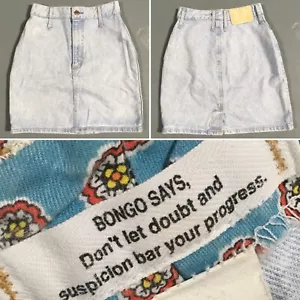 Vintage BONGO Jeans Denim Skirt Light Blue Acid Wash 25” Waist Made In USA 80s - Picture 1 of 12