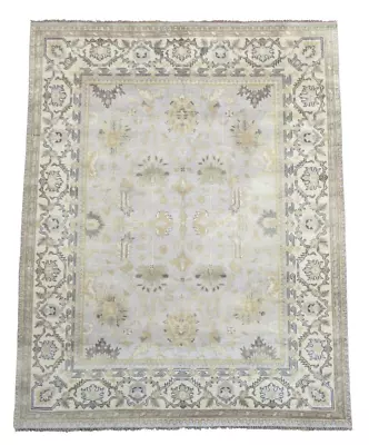 8X10 Silver Oushak Hand-Knotted Wool Area Rug Oriental Carpet (8' x 10'1") - Image 1 of 4