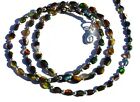Rainbow Fire Smoke Heated Ethiopian Black Opal Smooth Nuggets Necklace 24"