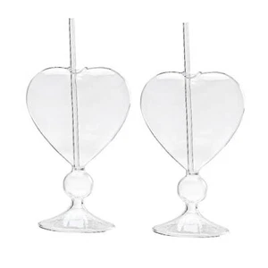 8 Oz Unique Cocktail Glasses Set of 2 Creative Heart Shaped Wine Glossy - Picture 1 of 8