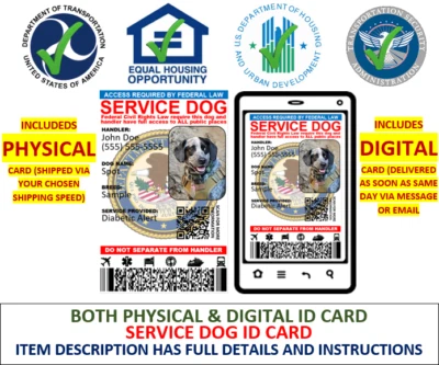 HOLOGRAPHIC SERVICE DOG ID DUAL SIDED CUSTOMIZABLE - PHYSICAL & DIGITAL CARD - Image 1 of 4