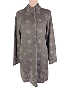 Peruvian Connection Kimolos Mock Neck Alpaca Wool Coat Jacket Medium Gray Brown - Picture 1 of 16