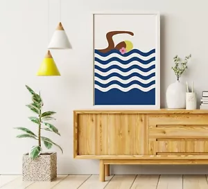 Orla Kiely Mid Century Modern Wandbilddruck, Retro Print The Swimmer - Bild 1 von 2