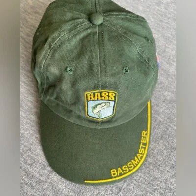 Gorra Bassmaster Para Hombre Pesca Verde Bordada Vintage Sombrero Bandera de Estados Unidos Ajustable Foto 1 de 4