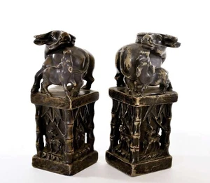 1900's Chinese Soapstone Carved Carving Water Buffalo Scholar Seal Chop - Picture 1 of 14