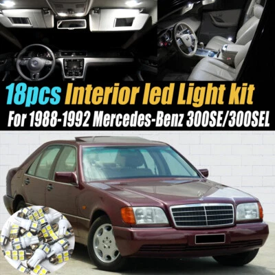 18Pc Car Interior LED White Light Bulb Kit for 1988-1992 Mercedes-Benz 300SE - Image 1 of 4