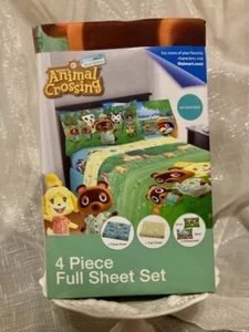 NEW!!! Animal Crossing New Horizons 4pc full Bedding Fitted Sheet Set Microfiber - Picture 1 of 3