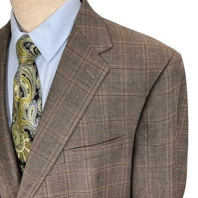 Blazer Daniel Cremieux Para Hombres 46R Marrón Naranja Cuadros Lana Abrigo Deportivo EE. UU. DE COLECCIÓN Foto 1 de 4