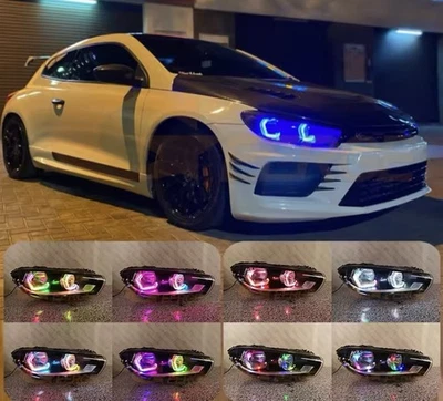 2Pcs VW Scirocco Halo Headlight Ring Dynamic RGB LED Upgrade Angel Eyes FACELIFT - Image 1 of 3