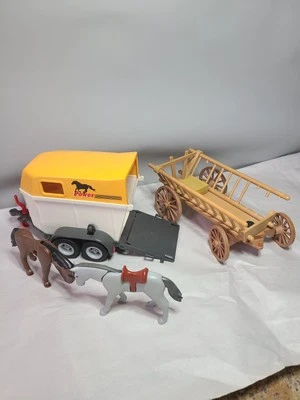 VINTAGE PLAYMOBIL Toys. Parts Of Farm Transport And Western Wagon. Please Read* - Image 1 of 4
