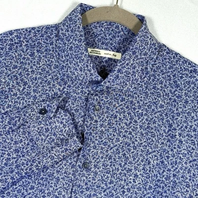 Maurizio Baldassari Shirt Mens Large Linen Flax Floral Long Sleeve Button Italy - Image 1 of 4