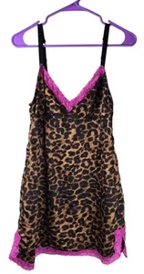Neu mit Etikett Vintage Tripp NYC Leopardenmuster Babydoll Negligee Kleid mit rosa Spitze Medium - Bild 1 von 6