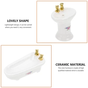 Mini Ceramic Toilet Child Small Bathroom Furniture Miniature Decor - Picture 1 of 12