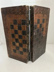 Antique Checker & Backgammon Game Board Checkers Faux Book Style ca.1909 - Picture 1 of 13