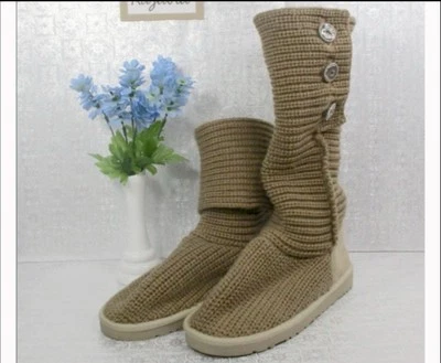 NEW Knit BOOTS Ginger Snaps Fits Magnolia & Vine Size 7 Beige - Image 1 of 4