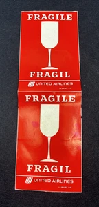 Adesivi bagagli fragili United Airlines vintage 4"x6" lotto di 2 - Foto 1 di 4