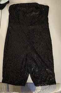 Boohoo Sequin Bandeau Unitard Black Size 12 - New With Tags - Picture 1 of 6